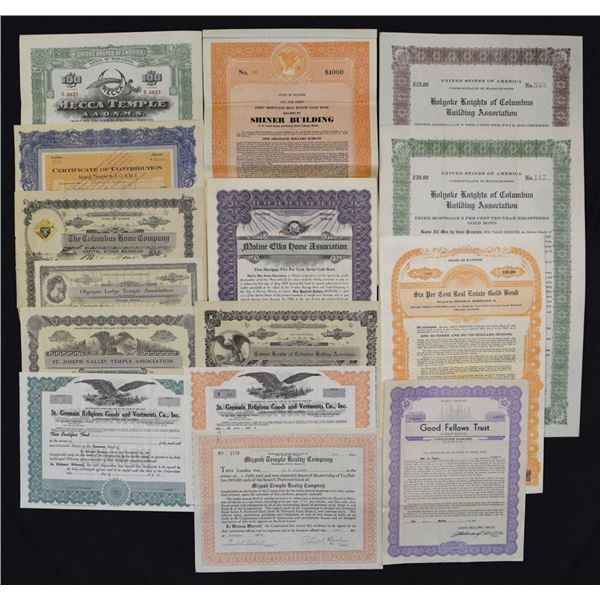 Lodges and Fraternal Organizations I/U and I/C Certificates, ca.1900s to 1940s