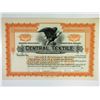 Image 1 : ME. Central Textile Corp., 1920s Odd Shrs Specimen Stock Certificate XF, Orange