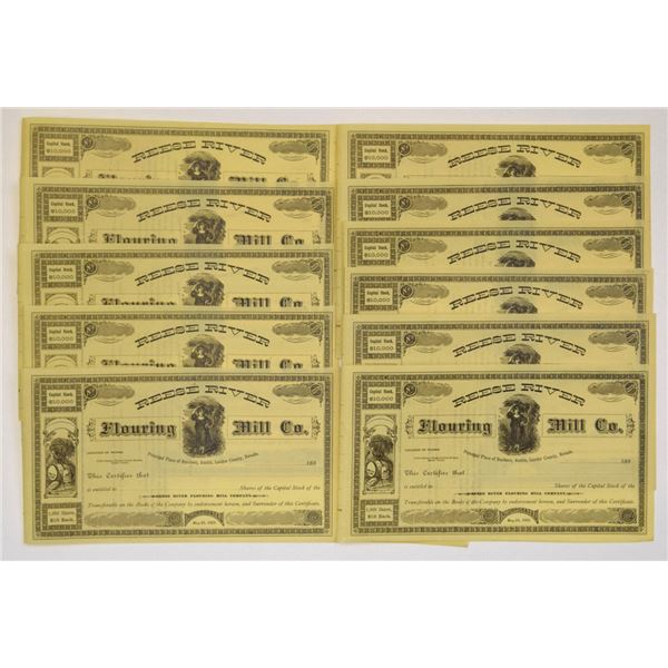 NV. Reese Rivers Flouring Mill Co., ND (1883), U/U Stock Certificate Group