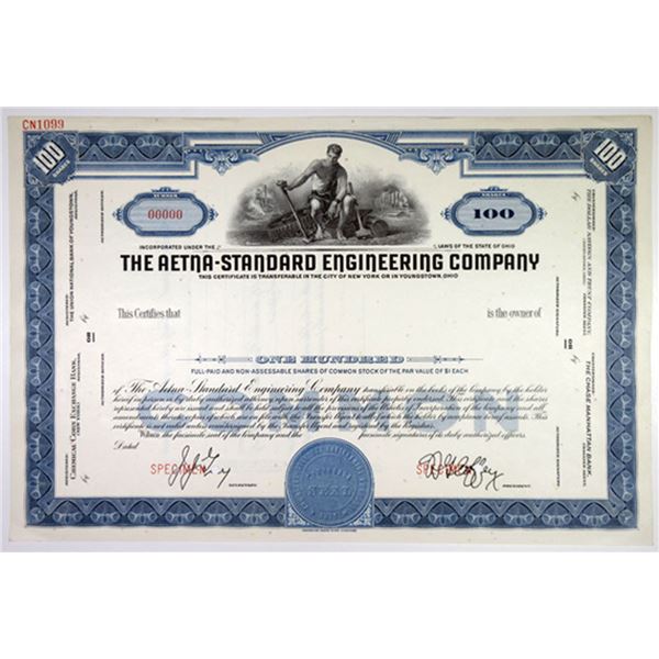 OH. Aetna-Standard Engineering Co., ca.1960-1970 Specimen Stock Certificate