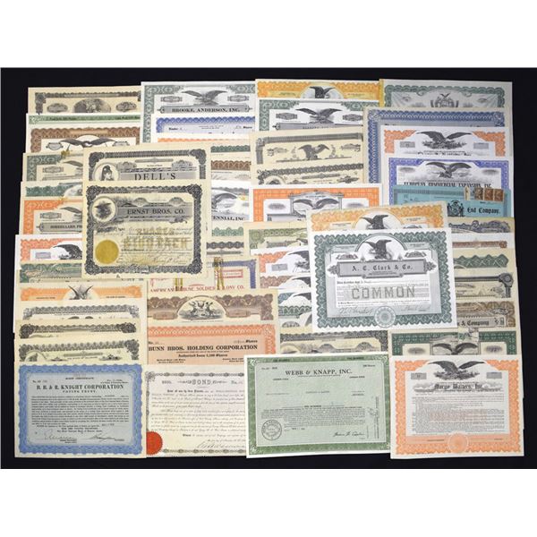 Corporate and Industrial Assortment of Stocks and Bonds, ca. 1880s to 1960s.