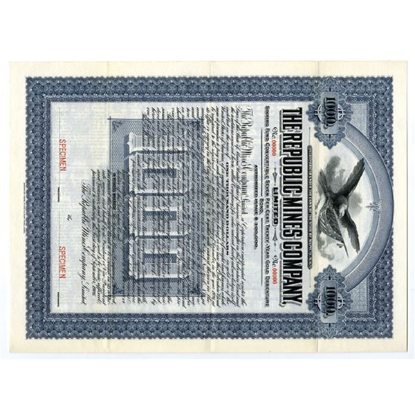 ME. Republic Mines Co. Ltd., 1906 Specimen Bond.