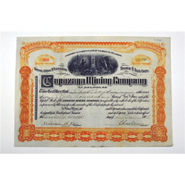 Mexico. Capuzaya Mining Co., 1909 I/U Stock Certificate