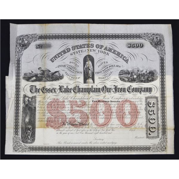 NY. Essex and Lake Champlain Ore and Iron Co., ND (ca. 1865 to 1870), Unissued Bond.