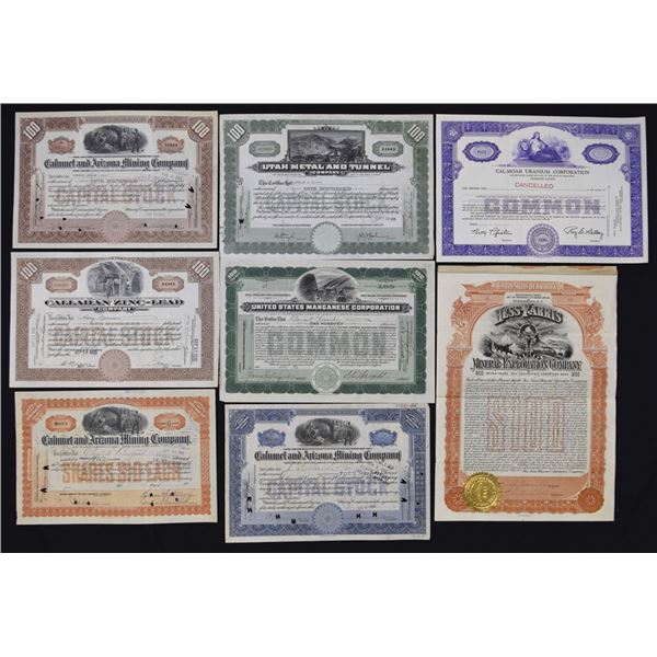 Calumet & Arizona and Western Mining Stocks and Bonds, 1904 to 1939.