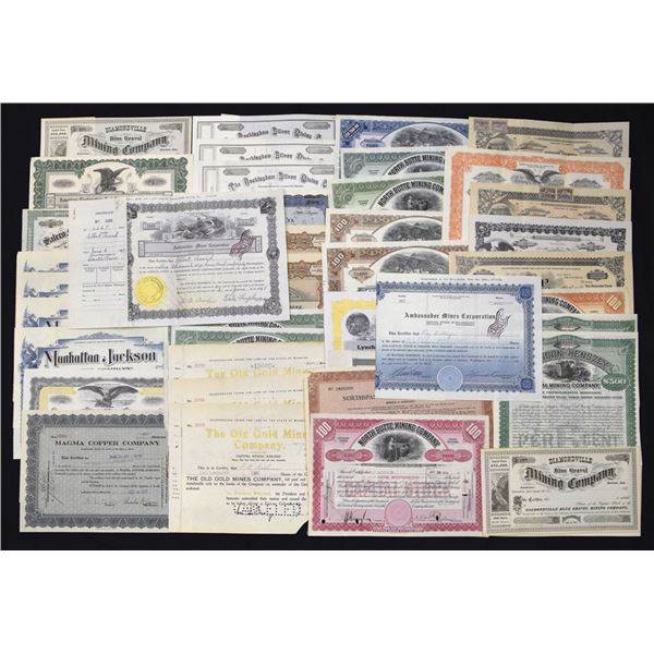 Mining and Mineral Companies Stock and Bond Certificate Collection, ca. late 19th to mid-20th centur