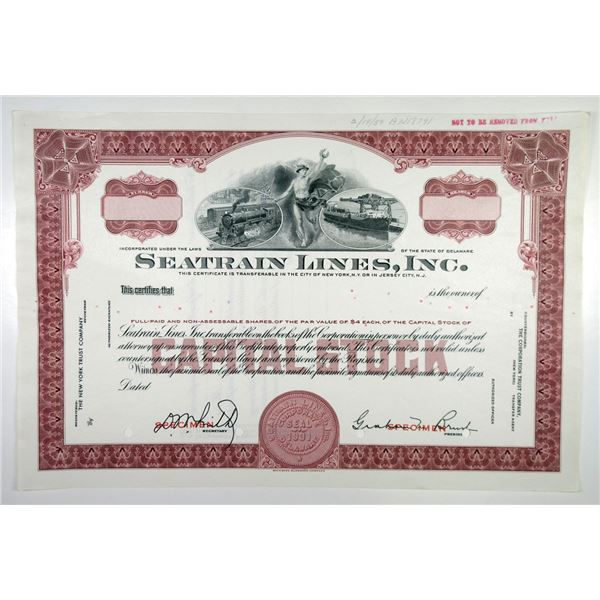 Seatrain Lines, Inc., 1950 Capital Stock Specimen Certificate, XF