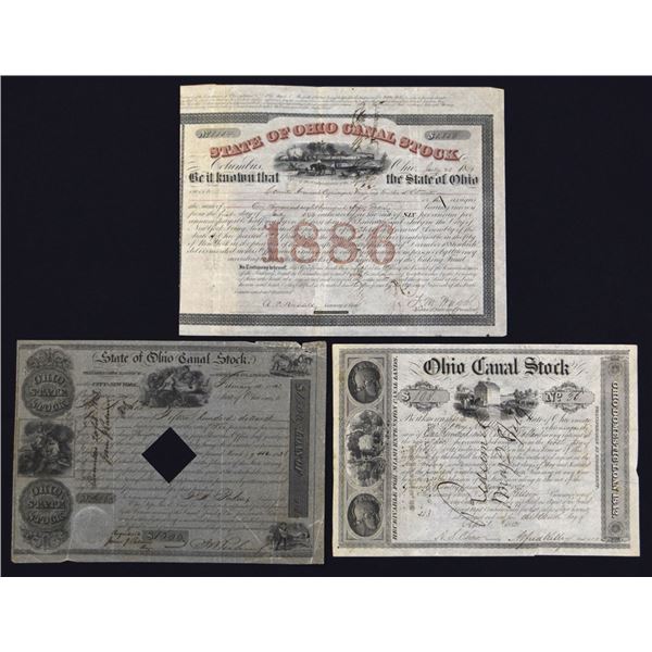 OH. State of Ohio Canal Stock, 1842 to 1859, I/C Bond Trio.