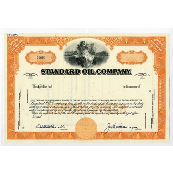 IN. Standard Oil Co., 1960s <100 Shares Specimen Capital Stock Certificate, VF