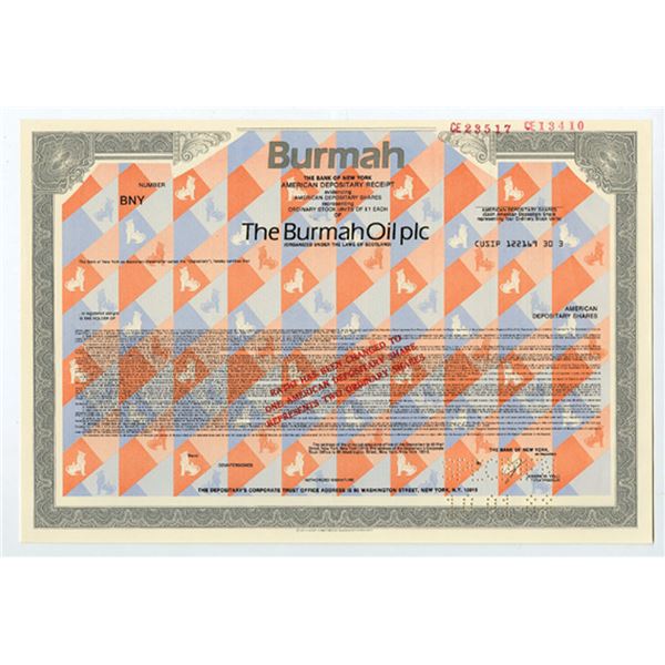 Scotland. Burmah Oil plc, 1988 Odd Shrs Specimen ADR Cert., XF SCBN Colorful