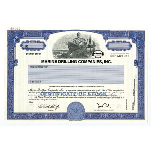 TX. Marine Drilling Companies, Inc 1998 SPECIMEN stock cert XF