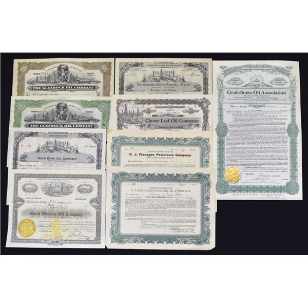 Oil and Petroleum Syndicate Certificates, ca. 1910s to 1930s.