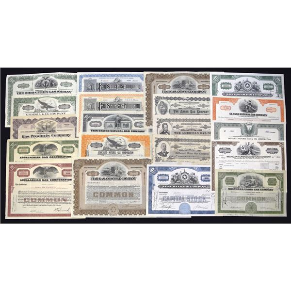 Various States. U.S. Gas Company Stock Certificates, ca. 1910s to 1960s.