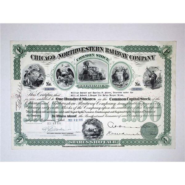 IL. Chicago & Northwestern Railway Co., 1935. 100 Shrs I/U Stock Cert. VF-XF. ABNC