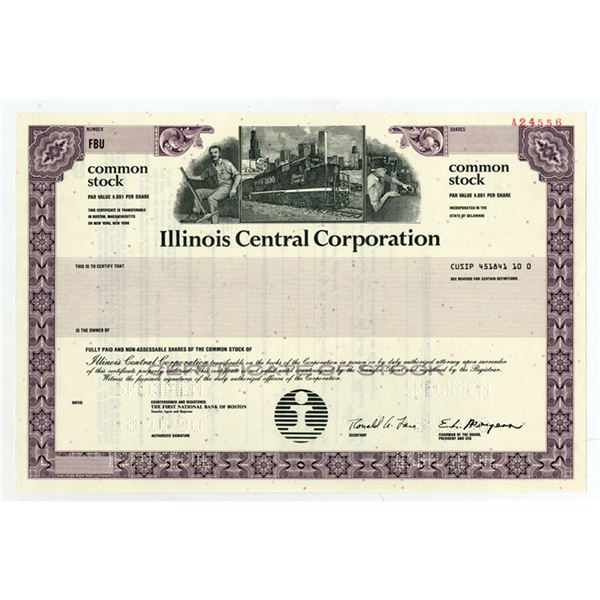 IL. Illinois Central Corp., 1990 Specimen Stock Certificate