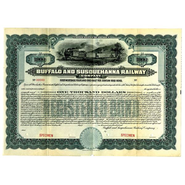 NY. Buffalo & Susquehanna Railway Co., ca.1900-1920 Specimen Bond