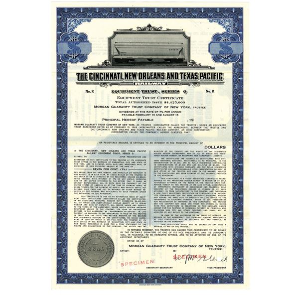 OH. Cincinnati, New Orleans & Texas Pacific Railway, 1969 Specimen 7% Bond, XF ABNC