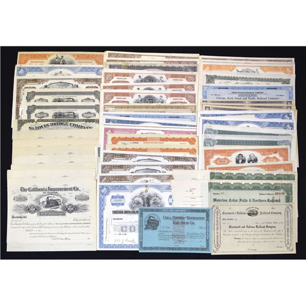 U.S. Railroad Stock and Bond Assortment, ca.1870s to 1960s.