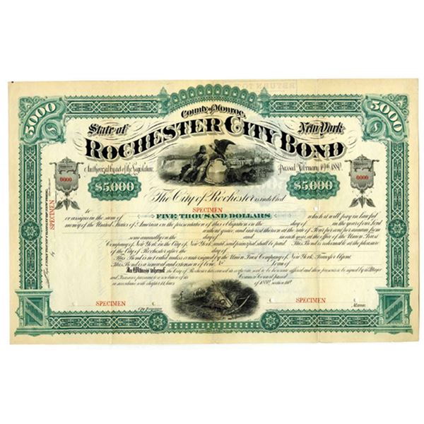 NY. Rochester City Bond, 1880 Specimen Bond.