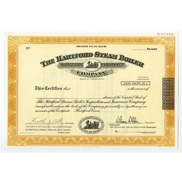 CT. Hartford Steam Boiler Inspection Insurance Co., 1982 Specimen Stock Cert, XF
