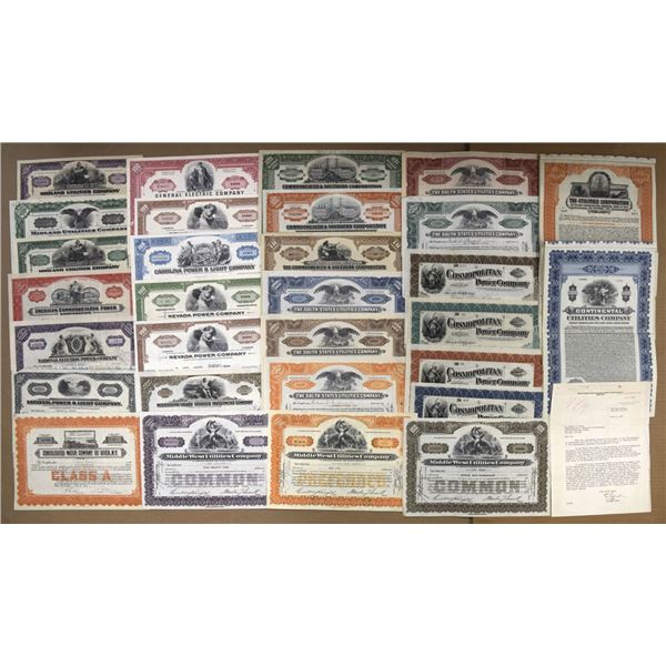 Water & Power Utility  Stocks and Bond Collection, 1901 to 1973.