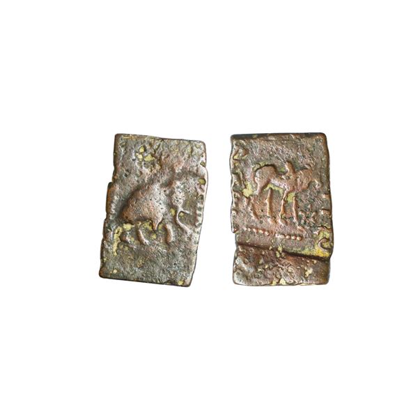 Indo Scythian, Maues (125-85 BC), Copper Overstruck Obol, 9.73 gms