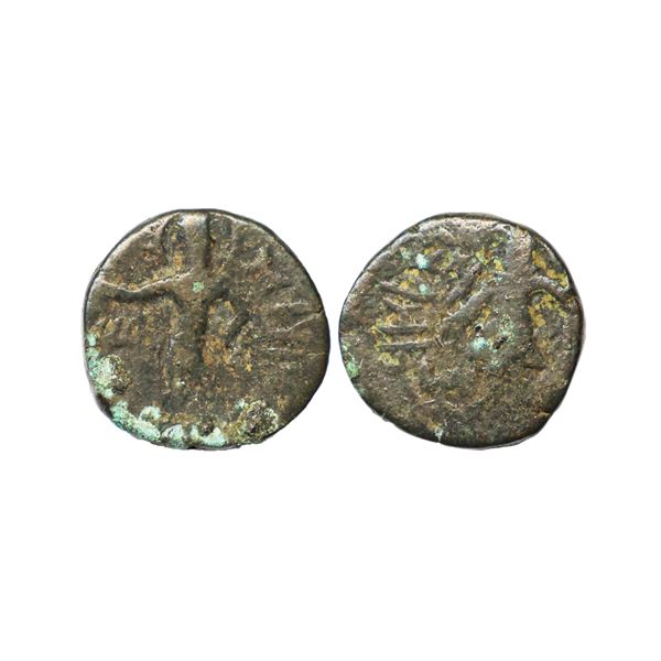Kushan, Kanishka I (c. 127/28-152 AD), AE Copper Quarter Unit, 3. 80 gms,