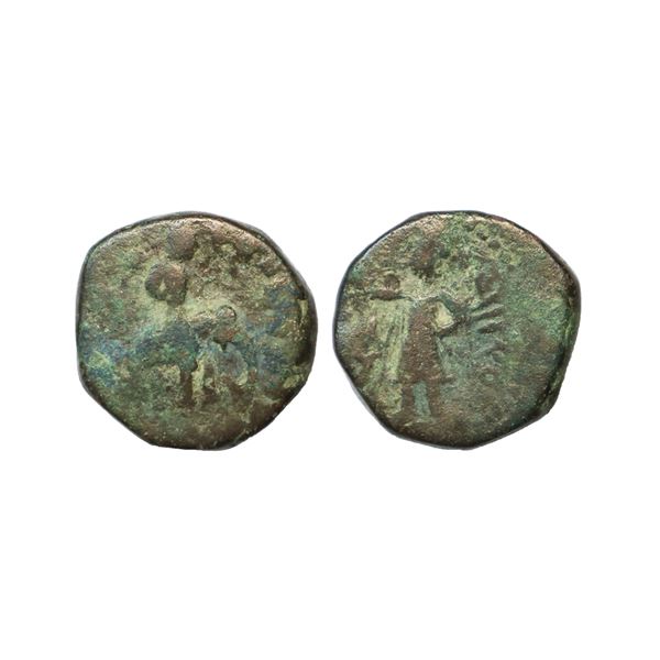 Ancient, Kushanas, Huvishka (28-62 AD), Elephant rider type, Copper Unit, 14.54 gms