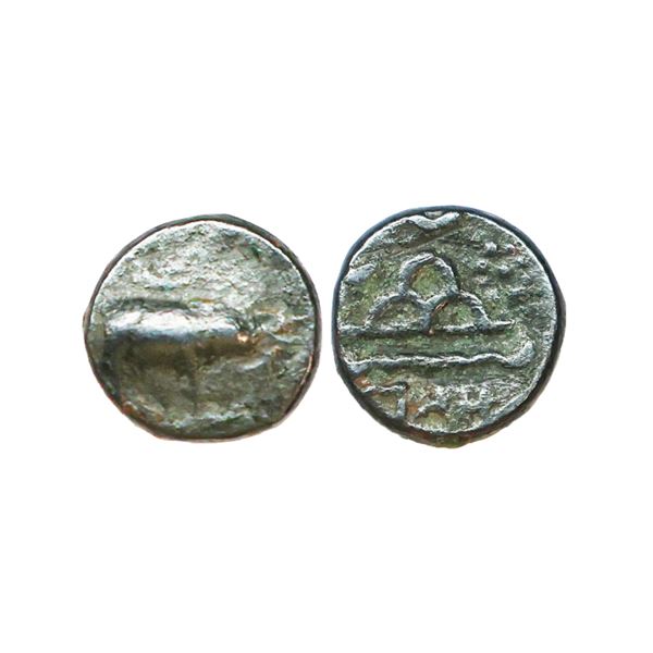 Ancient, Western Kshatrapas, Kardamaka family, Damasena Fractional Potin Unit, 0.81 gms