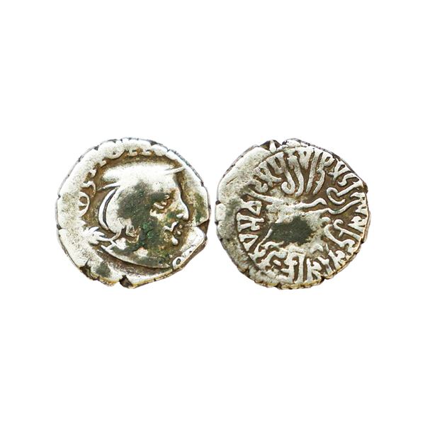 Ancient, Western Kshatrapas, Kardamaka Family, Rudrasena II (c. 255-276 AD) Silver Drachma, 2.15 gms