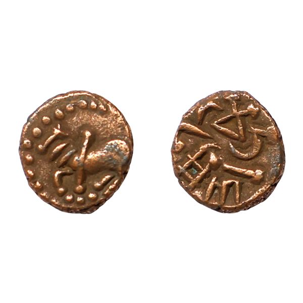 Ancient, Nagas of Padmavati, Ganpatinaga (340-350 CE), Copper Fractional Unit, 0.55 gms