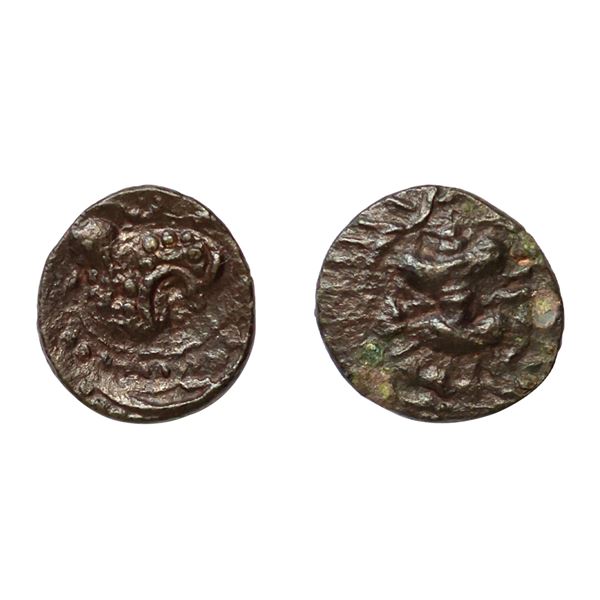Ancient, Vishnukundin type, Deccan region (4th-6th Century AD), Copper Alloy Fractional Unit, 0.93 g