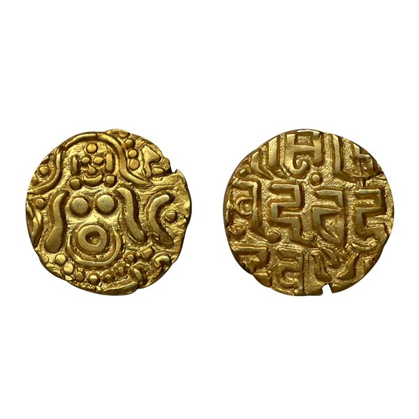 Gahadavalas of Kanauj & Kashi (Varanasi), Govinda Chandradeva (1114-1154 AD), Gold 1-1/8 Masha, 1.09