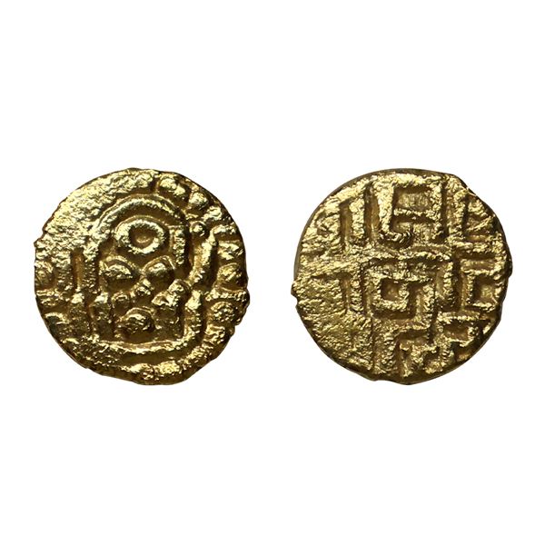 Hindu Medieval, Chandellas of Jajekabhukti, Trailokya Varman (c. 1203-1245 AD), Base Gold 1-1/8 Mash