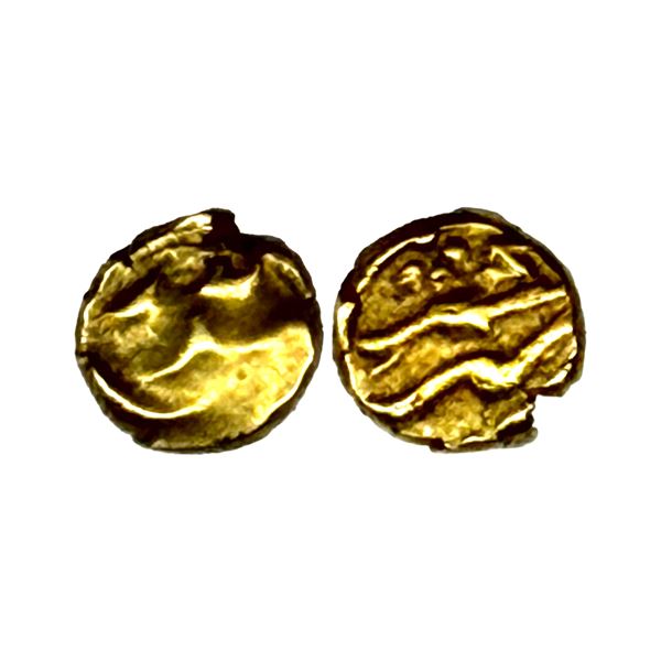Mughal, Alamgir II (AH 1167-1173/1754-1759 AD), Gold Fanam, 0.35 gms, Kolar Mint, Obv. Alamgir, Rev.