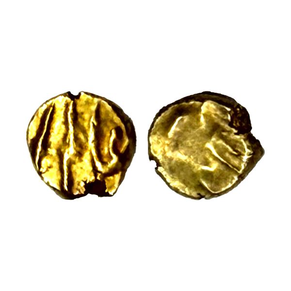 Mughal, Alamgir II (AH 1167-1173/1754-1759 AD), Gold Fanam, 0.37 gms, Kolar Mint, Obv. Alamgir, Rev.