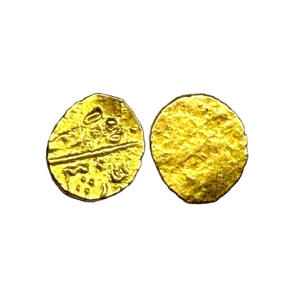 Mughal, Shah Alam II (AH 1174-1221, 1759-1806 AD), Gold ½ Fanam, 0.17 gms, Uniface, Herrli #8.08.03