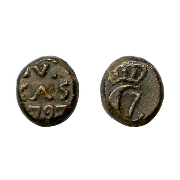 Indo Danish, Chritian VII (1839-1848 AD), Copper 4 Cash, 2.41 gms
