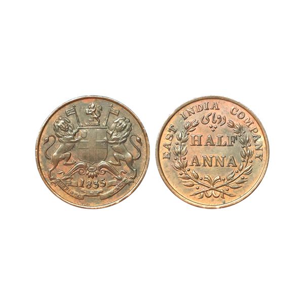 East India Company, Copper 1/2 Anna, 1835