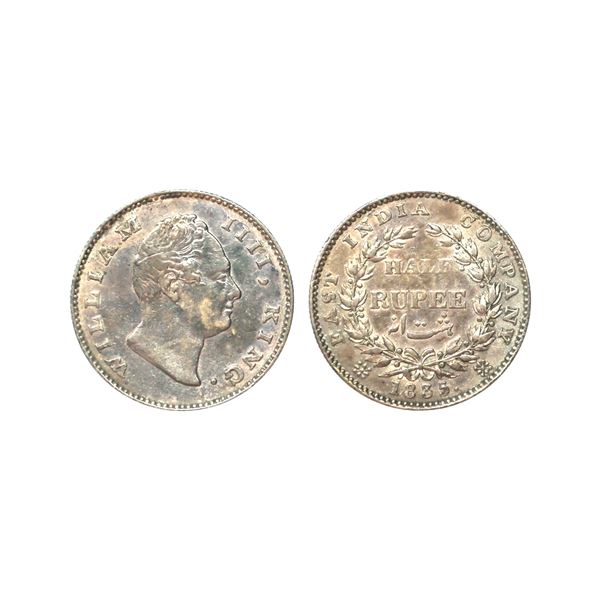 William IIII King, Silver 1/2 Rupee, Bombay Mint, 1835 over 1855