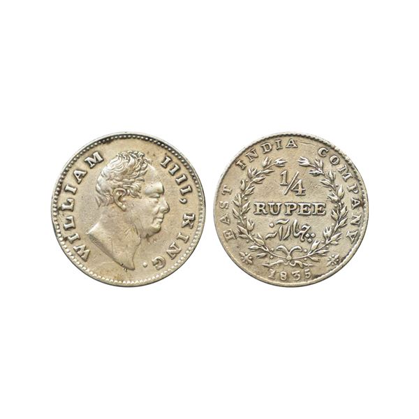 William IIII King, Silver 1/4 Rupee, 1835
