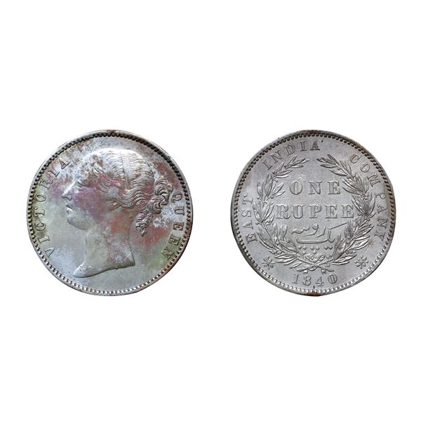 Victoria Queen, Silver Rupee, 1840, W.W.S.