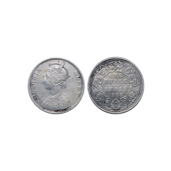 Victoria Queen, Silver Rupee, 1876, Bombay Mint