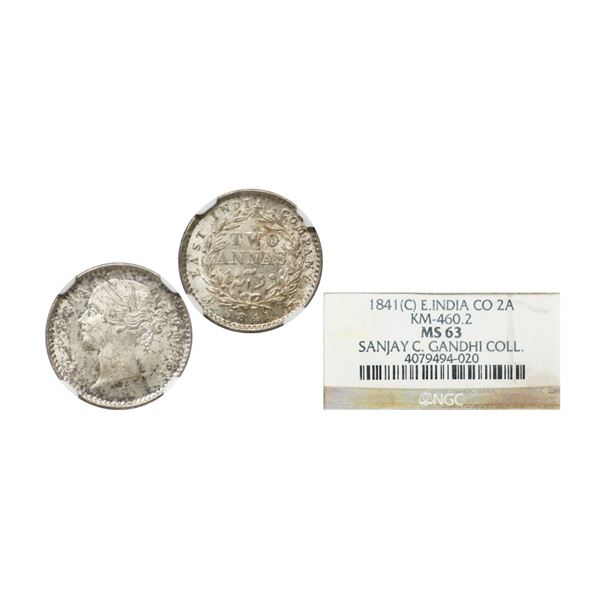 Victoria Queen,  Silver 2 Annas, 1841