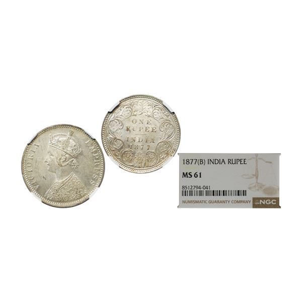 Victoria Empress, Silver Rupee, 1877, Bombay Mint, A3/I, Dot,