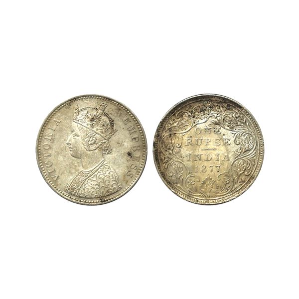 Victoria Empress, Silver Rupee, 1877, A3/II, dot, Bombay Mint