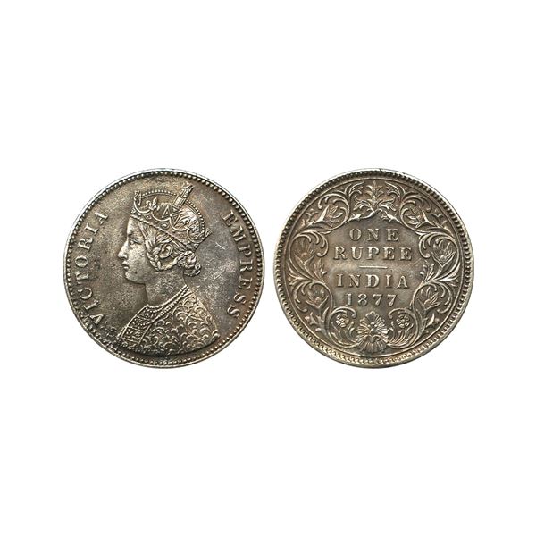 Victoria Empress, Silver Rupee, 1877, Calcutta mint,
