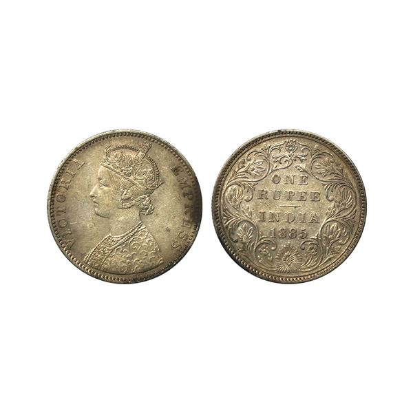 Victoria Empress, Silver Rupee, 1885,  C2/II(i), B Raised