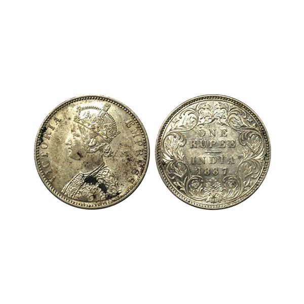 Victoria Empress, Silver Rupee, 1887/6 overdate rupee,
