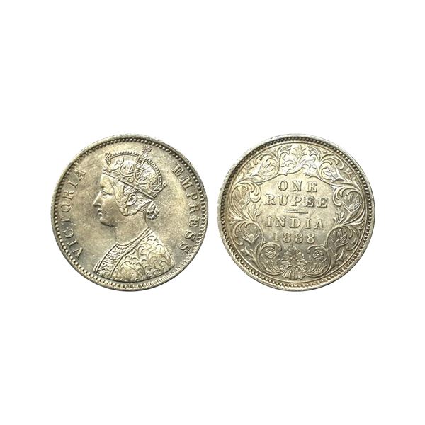 Victoria Empress, Silver Rupee, 1888, C3/I(i), c incuse, about uncirculated, Rare.